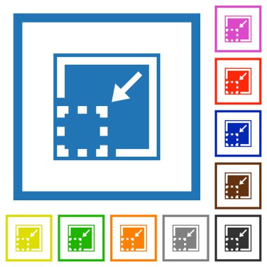 Beyaz arkaplanda kare çerçevelerdeki katı düz renk simgelerini küçült