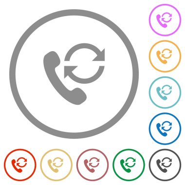 Recall flat color icons in round outlines on white background