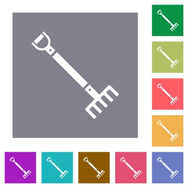 Basit renk kare arkaplan üzerinde tek tırmık düz simgeleri