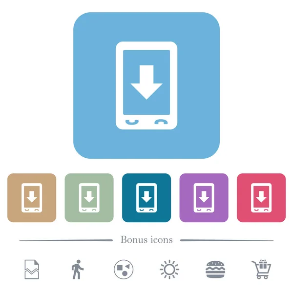 Mobile Scroll White Flat Icons Color Rounded Square Backgrounds Bonus — Image vectorielle