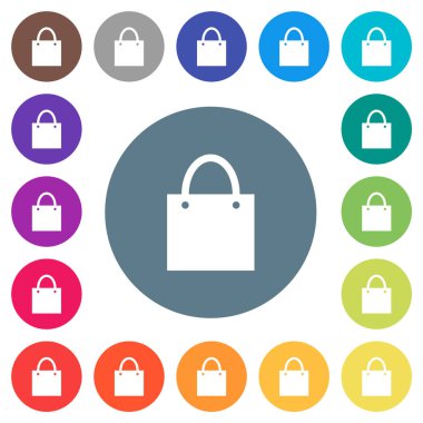 Yuvarlak renkli arka planda düz beyaz simgeler. 17 arkaplan renk varyasyonu dahil.