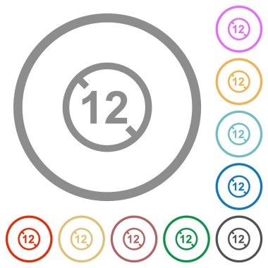 Not allowed under 12 flat color icons in round outlines on white background