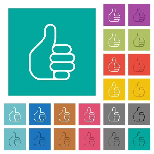 Left Handed Thumbs Outline Multi Colored Flat Icons Plain Square — Stock Vector