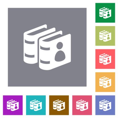 User guide books flat icons on simple color square backgrounds