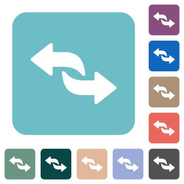 Convert arrows solid white flat icons on color rounded square backgrounds