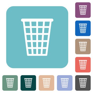 Single empty tall trash outline white flat icons on color rounded square backgrounds