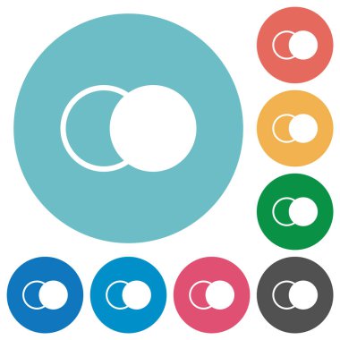 Overlapping elements flat white icons on round color backgrounds