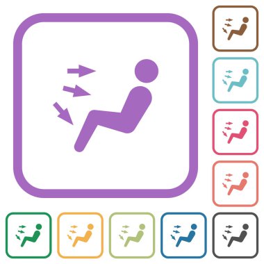 Car air flow direction all simple icons in color rounded square frames on white background