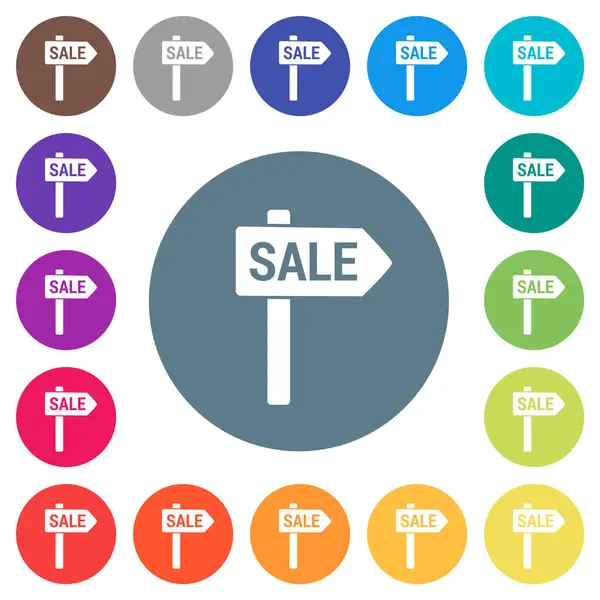 Sale Sign Flat White Icons Color Backgrounds Background Color Variations — Stock Vector