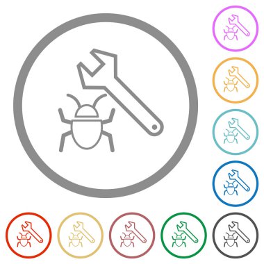 Beyaz arkaplanda yuvarlak hatlar halinde düz renk simgelerini düzeltme hatası