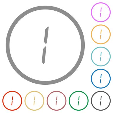 Beyaz arkaplanda yuvarlak çizgilerde yedi segment tipi düz renk simgelerinin dijital numarası bir.