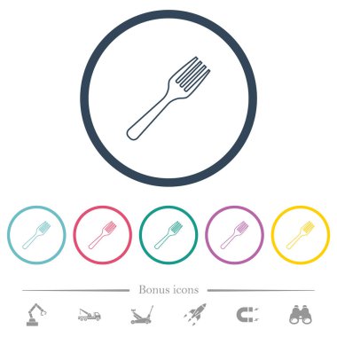 Yuvarlak hatlarda tek çatal ana hatlı düz renk simgeleri. 6 bonus simgesi dahil.