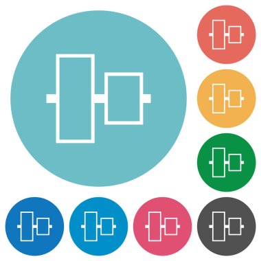 Yuvarlak renk arkaplanındaki düz beyaz simgeleri merkeze dikey olarak hizala