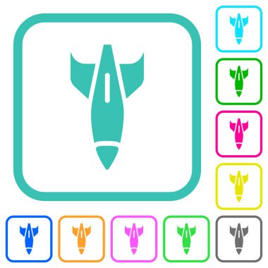 Beyaz arkaplanda eğimli sınırlarda canlı renkli düz ikonlar düşüyor