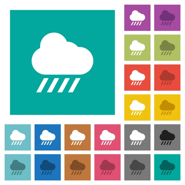 Downpour Weather Multi Colored Flat Icons Plain Square Backgrounds Included — Stock Vector