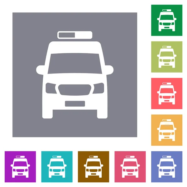 Ασθενοφόρο Αυτοκίνητο Μπροστινή Όψη Επίπεδη Εικονίδια Απλό Χρώμα Πλατεία Υπόβαθρα — Διανυσματικό Αρχείο