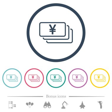 Japon Yen banknotları düz renk simgelerini yuvarlak hatlarla özetliyor. 6 bonus simgesi dahil.
