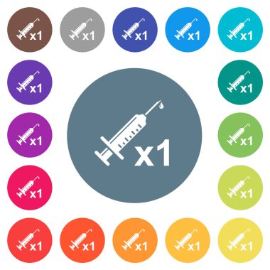 İlk aşı düz beyaz ikonlar yuvarlak renkli arka planda. 17 arkaplan renk varyasyonu dahil.