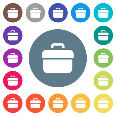 Alet kutusu düz beyaz simgeler yuvarlak renkli arkaplanlar. 17 arkaplan renk varyasyonu dahil.