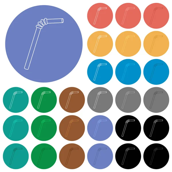 Einzelne Trinkhalme Umfassen Farbige Flache Symbole Auf Runden Hintergründen Inklusive — Stockvektor