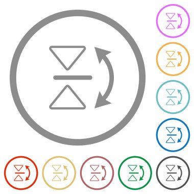 Beyaz arkaplan üzerinde yuvarlak anahatlarda düz renk simgeleri dikey ters çevirme