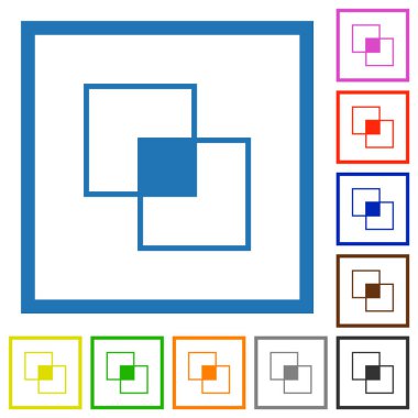 Maske aracı düz renk simgeleri beyaz arkaplanda kare çerçeveler içinde kırpılıyor