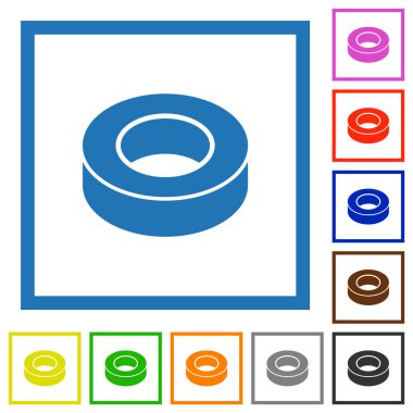 Beyaz arkaplanda kare çerçevelerde bant düz renk simgeleri yalıtılıyor
