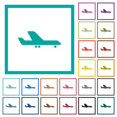 Beyaz arkaplanda çeyrek çerçeve bulunan düz renk simgeleri