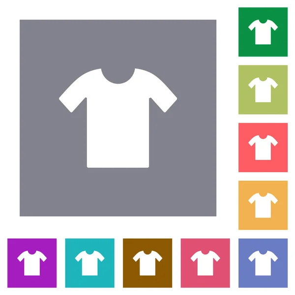 简单颜色正方形背景上的 T恤平面图标 — 图库矢量图片