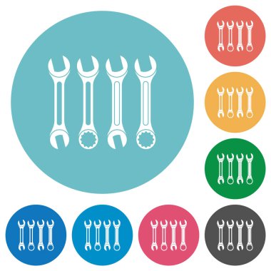 Yuvarlak renk arkaplanlarında düz beyaz simgeler