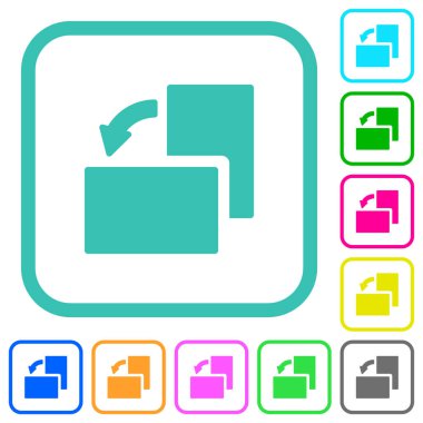 Beyaz arkaplan üzerindeki eğri kenarlıklarda sol katı renkli düz simgeleri döndür