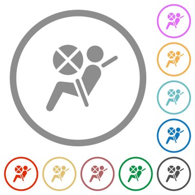 Pasifleştirilmiş hava yastığı göstergesi düz renk simgeleri beyaz arkaplan üzerinde yuvarlak çizgiler