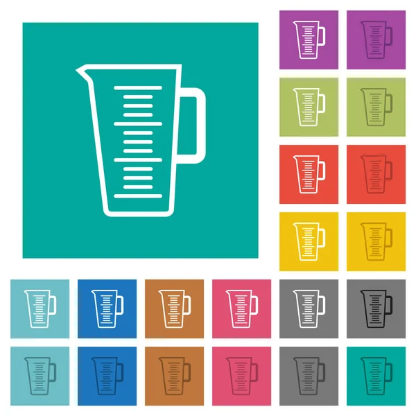 stock vector Measuring cup outline multi colored flat icons on plain square backgrounds. Included white and darker icon variations for hover or active effects.