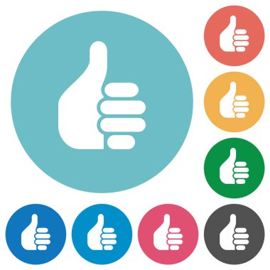 Solak, yuvarlak arkaplan üzerinde düz beyaz simgeler yukarı baş parmaklar