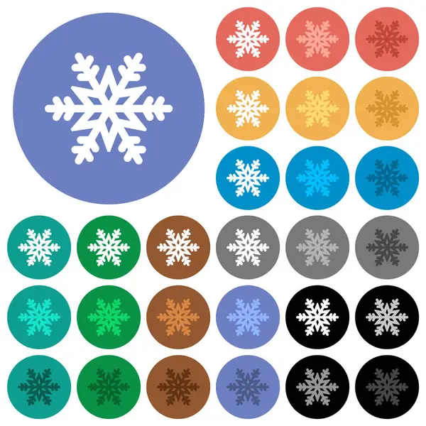 Snowflake Multi Colored Flat Icons Backgrounds Included White Light Dark — Stock Vector