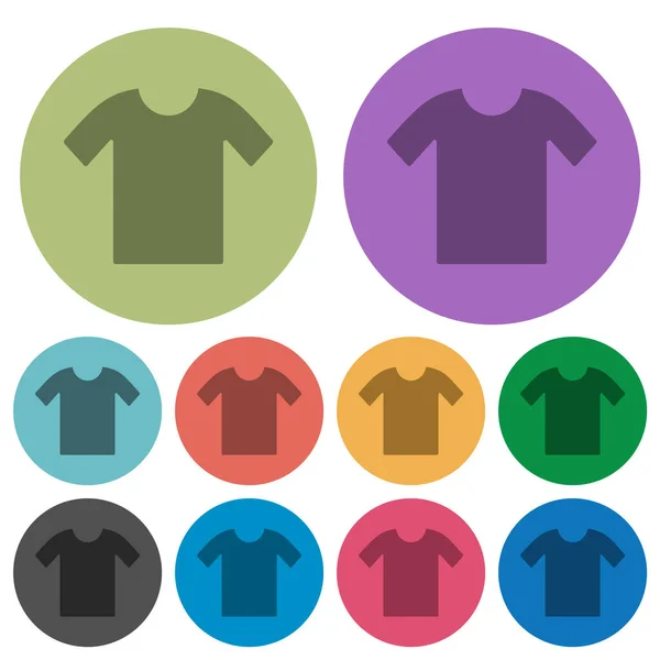 Shirt Tinta Unita Più Scura Icone Piatte Sfondo Rotondo Colore — Vettoriale Stock