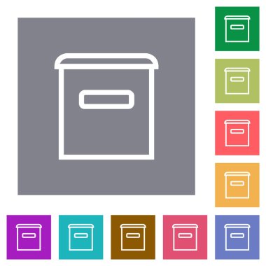 Basit renk kare arkaplanlarında posta kutusu ana hatları düz simgeler