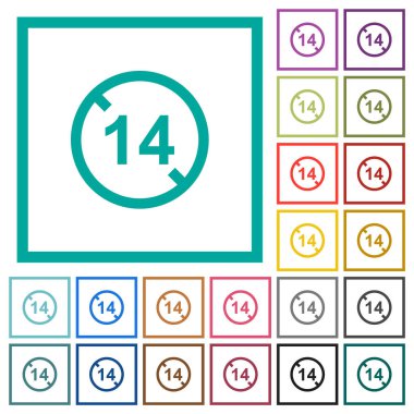Beyaz arkaplanda çeyrek çerçeveli 14 düz renk simgesinin altına izin verilmiyor