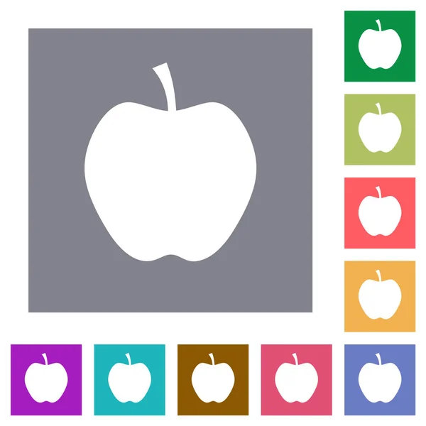 Apple Stałe Płaskie Ikony Prostych Kwadratowych Tłach Koloru — Wektor stockowy