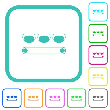 Beyaz arkaplanda eğri kenarlıklarda canlı renkli düz simgeler oluşturma maskesi