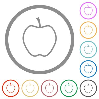 Apple düz renk simgeleri beyaz arkaplan üzerinde yuvarlak hatlar