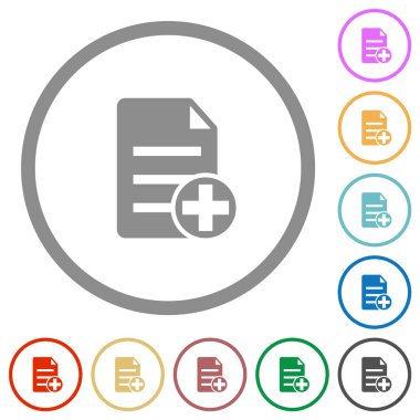 Beyaz arka plan üzerinde yuvarlak özetliyor yeni belge düz renk simgeleri ekleme