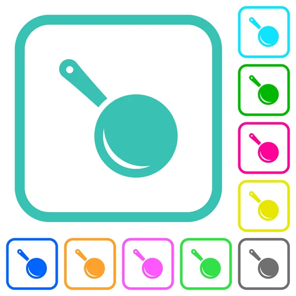 Frying Pan Top View Vivid Colored Flat Icons Curved Borders — Vetor de Stock