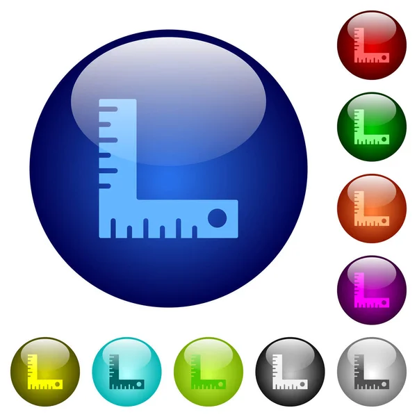 Yuvarlak Cam Düğmelerdeki Katı Simgeler Farklı Renklerdedir Düzenlenmiş Katman Yapısı — Stok Vektör