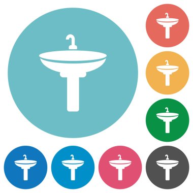 Yuvarlak renkli arkaplanlarda düz beyaz simgeleri batır