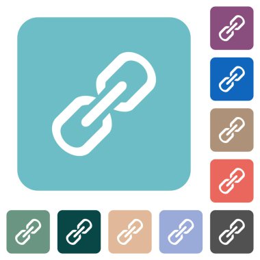 Renkli yuvarlak kare arkaplan üzerinde tek halka beyaz düz simgeler