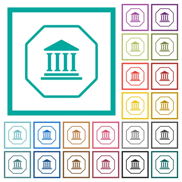 Octágono Forma Signo Sanción Bancaria Esbozar Iconos Color Plano Con — Archivo Imágenes Vectoriales