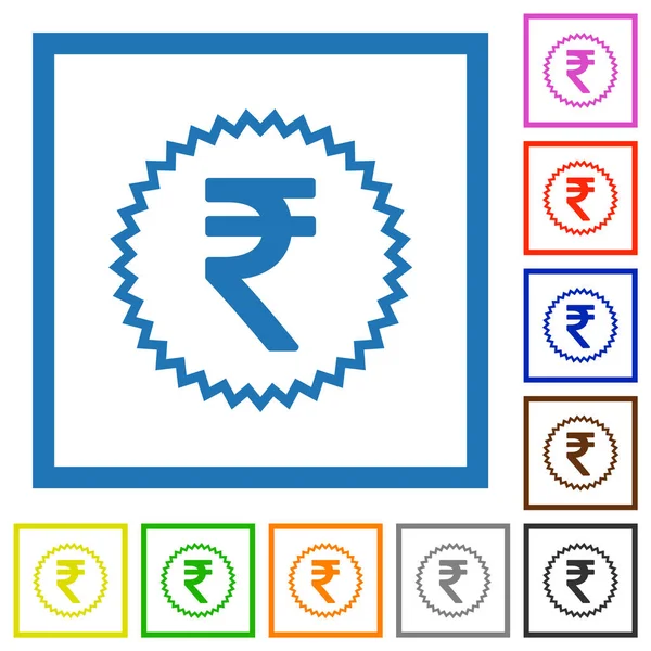 Indiai Rúpia Matrica Alternatív Lapos Színű Ikonok Négyzet Alakú Keretek — Stock Vector