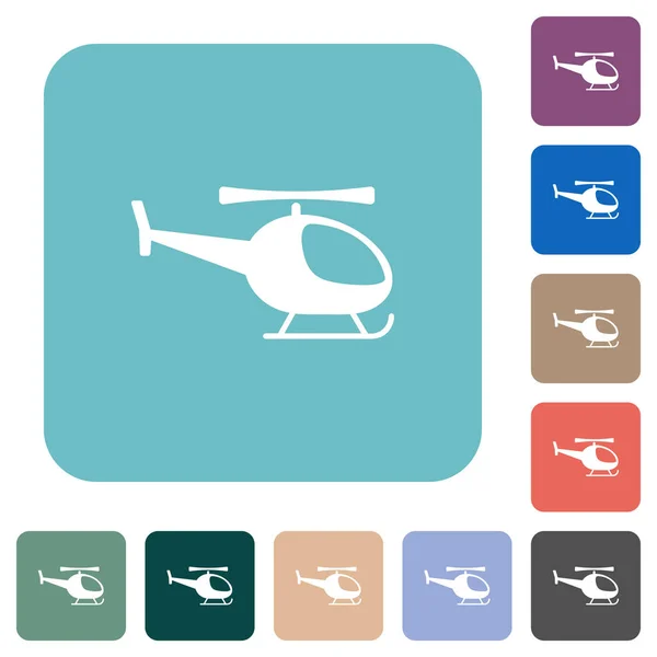 Stock vector Helicopter silhouette white flat icons on color rounded square backgrounds