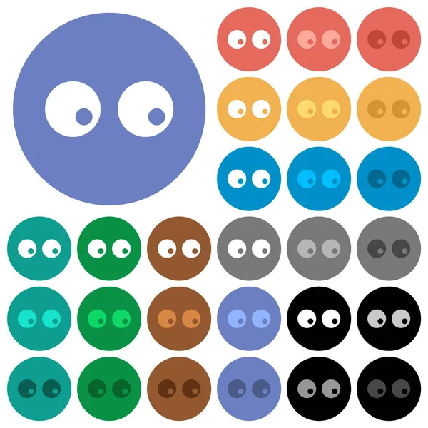 Watching Eyes Solid Multi Colored Flat Icons Backgrounds Included White — Stock Vector